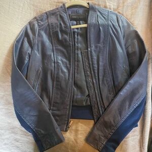 Vintage blue leather BCBG jacket